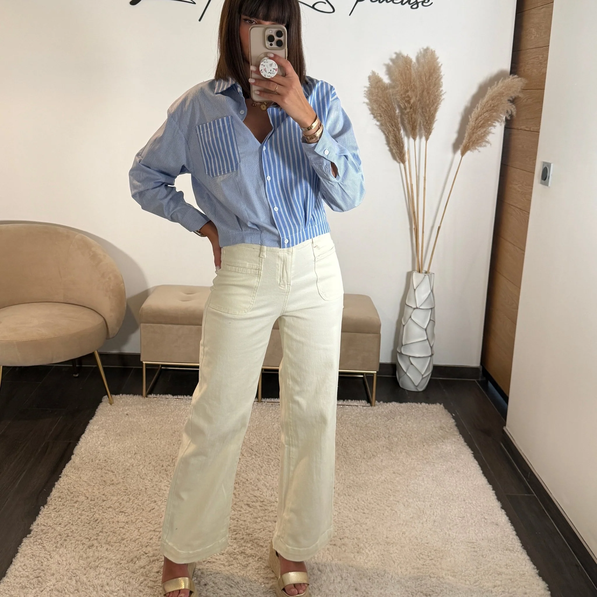 CHEMISE RAYEE BLEU GWEN - Image 3