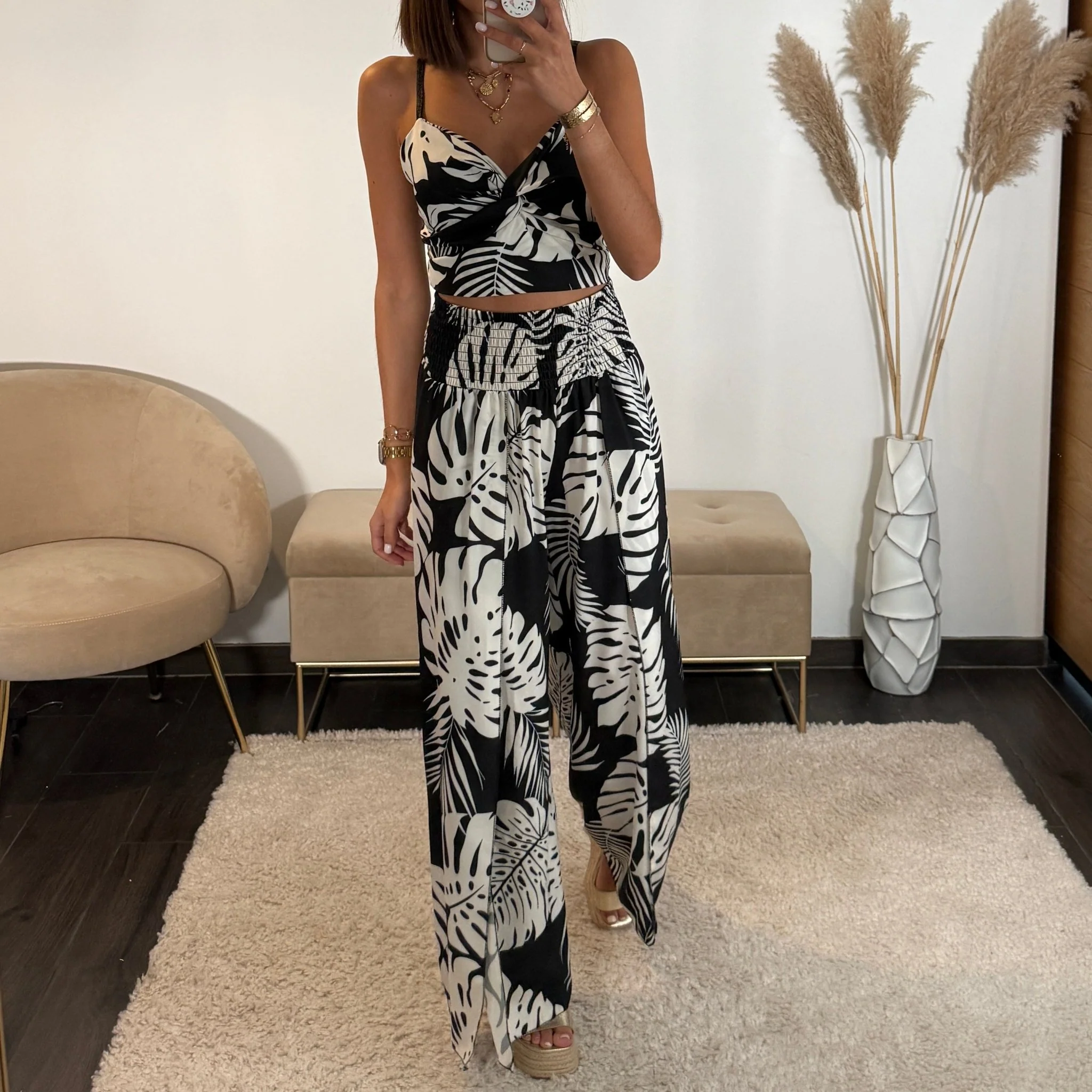 ENSEMBLE NOIR FEUILLE