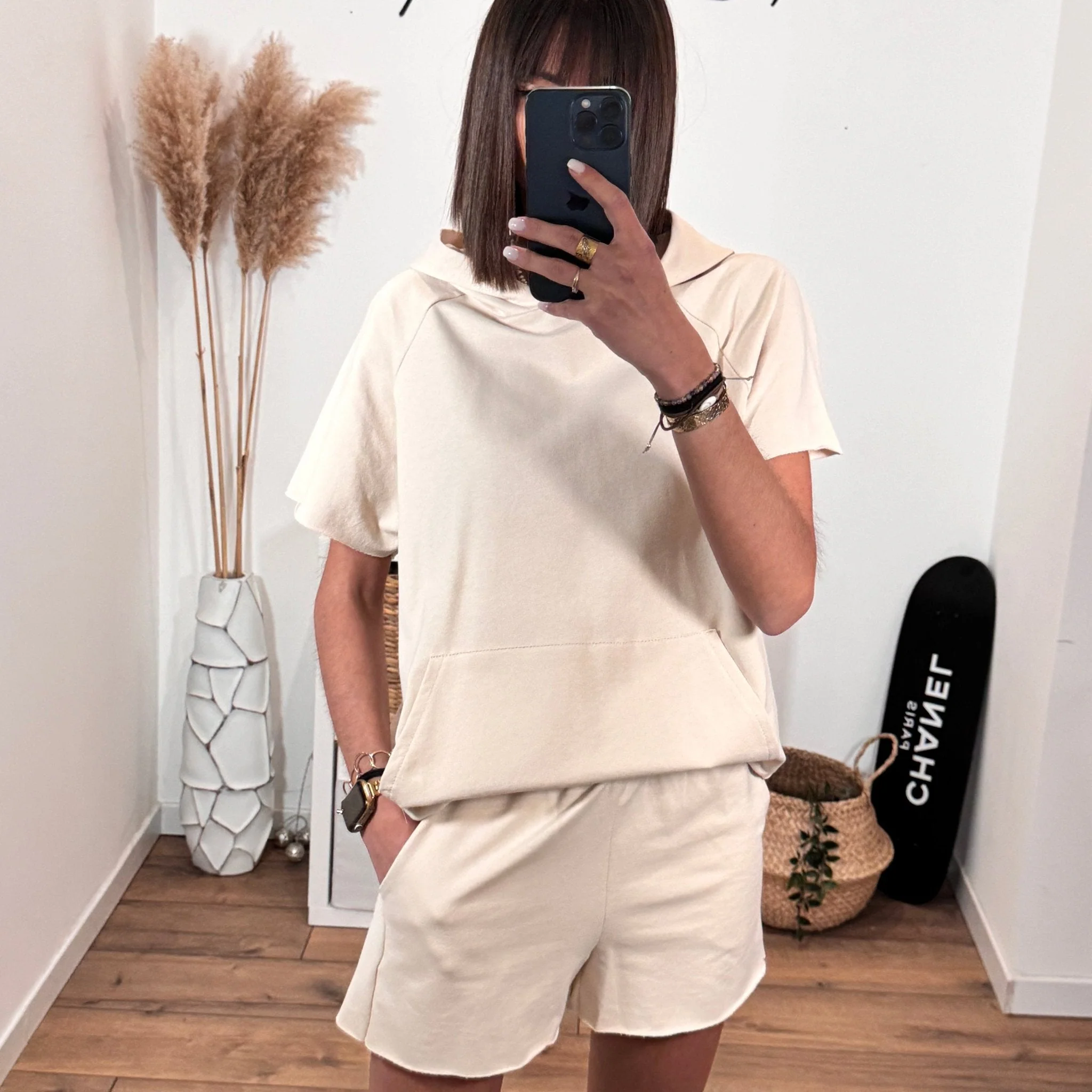 ENSEMBLE SWEAT + SHORT BEIGE