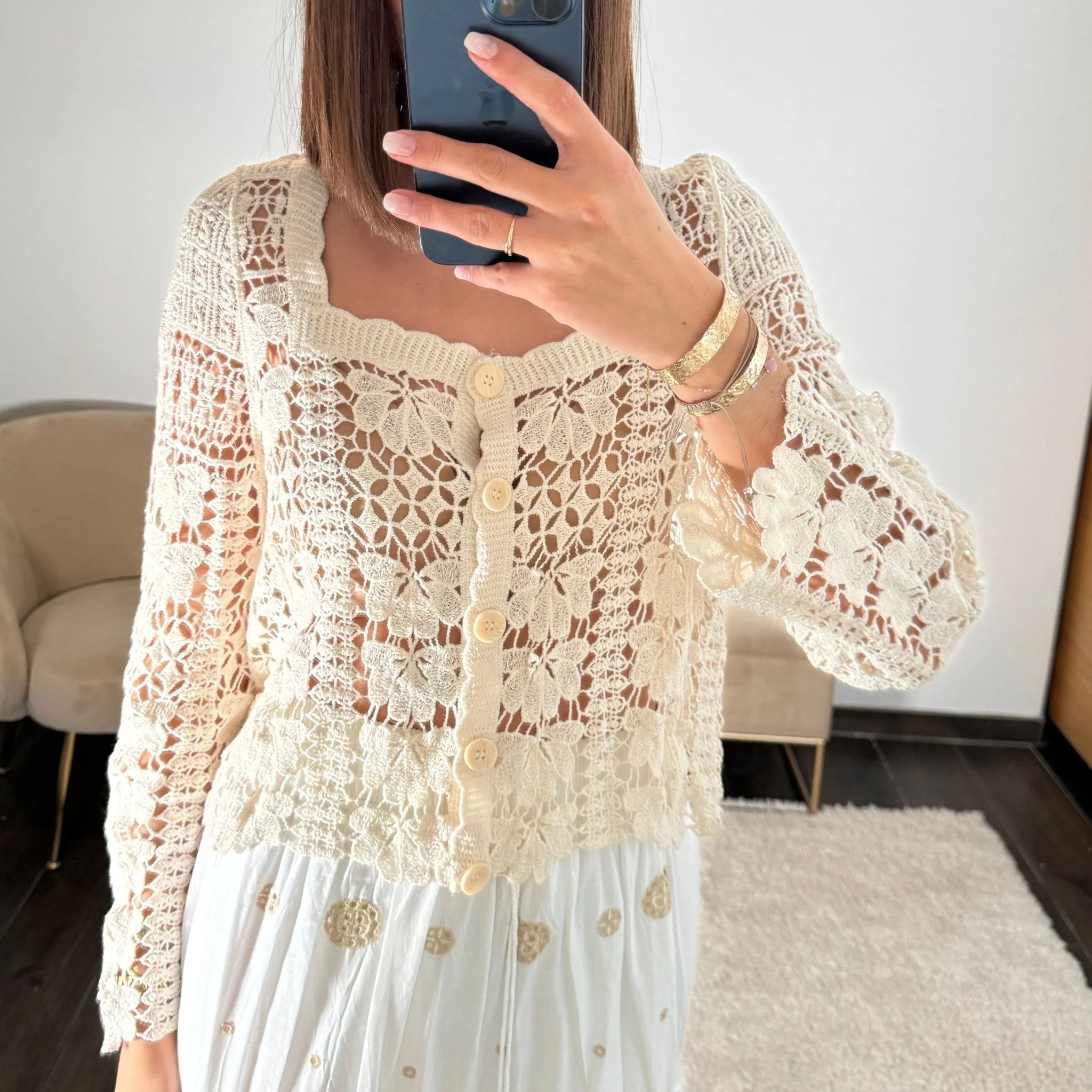 HAUT CROCHET BEIGE SILOE