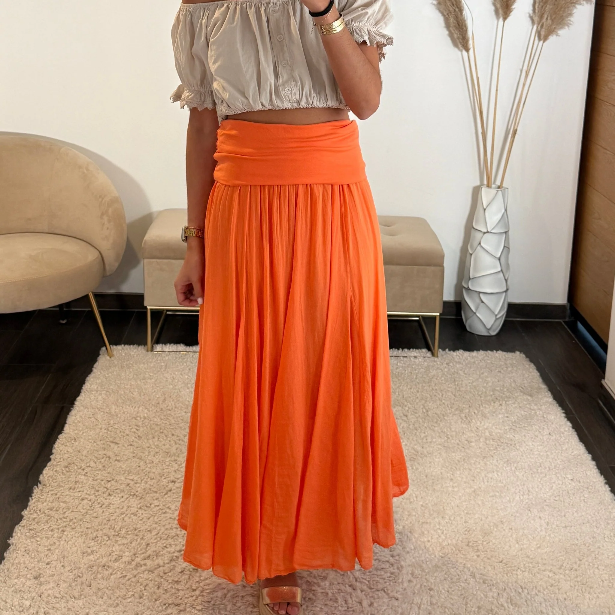 JUPE LONGUE ORANGE ASHA