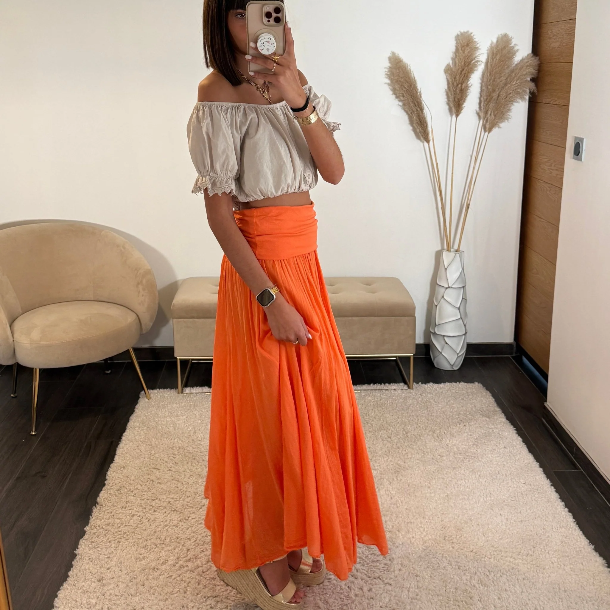 JUPE LONGUE ORANGE ASHA - Image 2