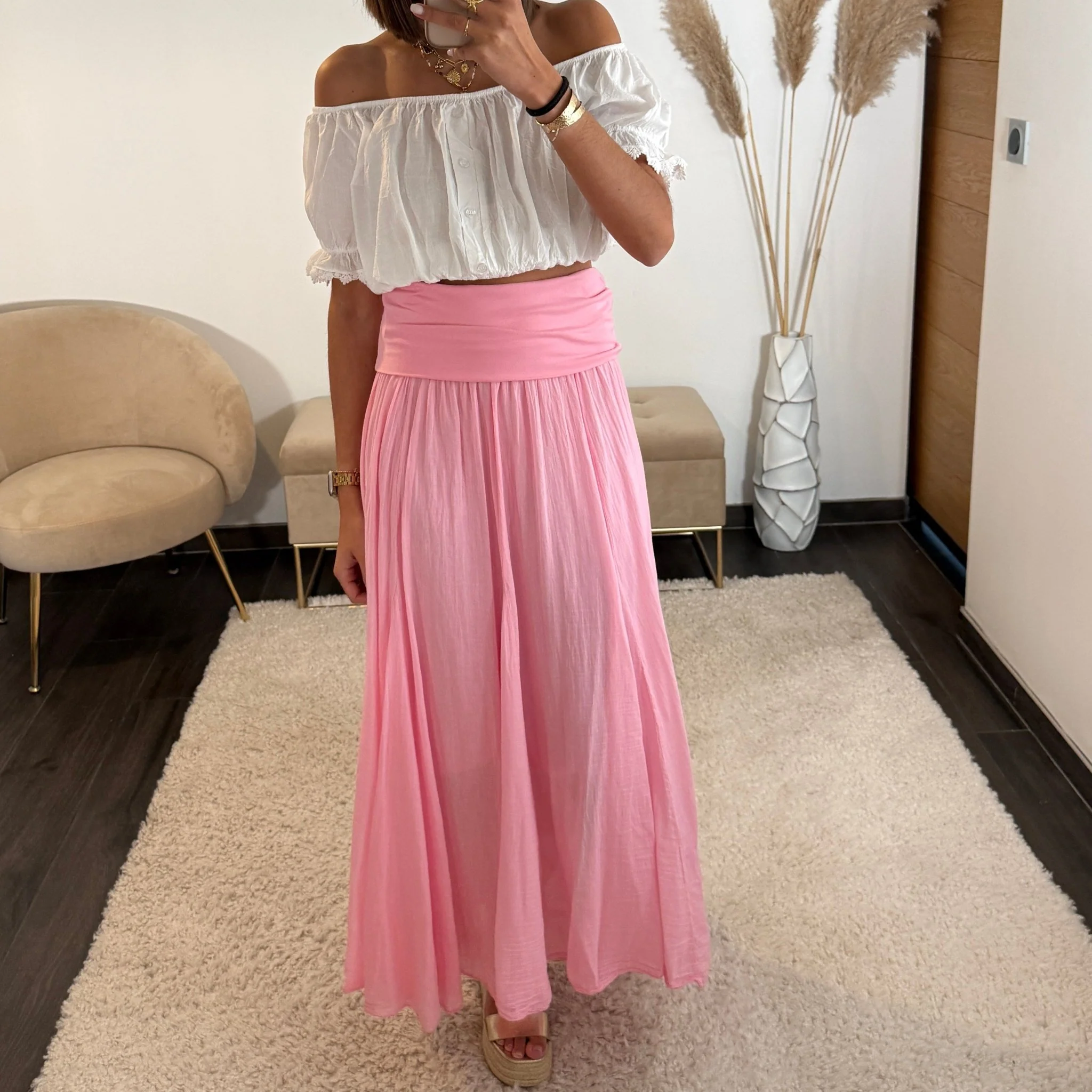 JUPE LONGUE ROSE ASHA