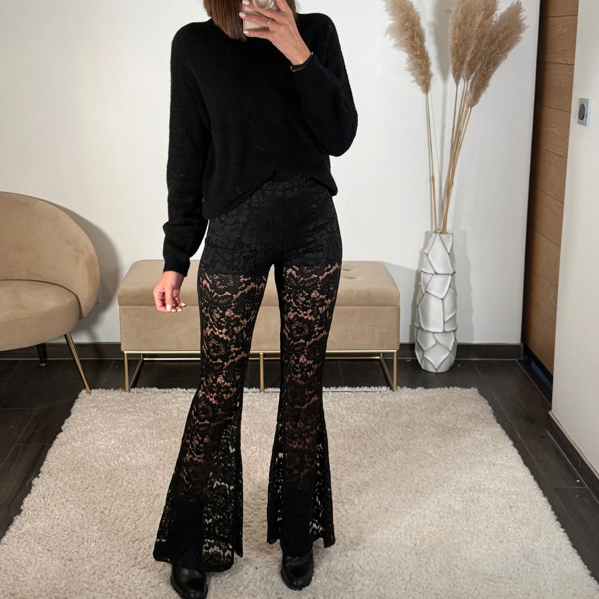PANTALON NOIR DENTELLE MARTY