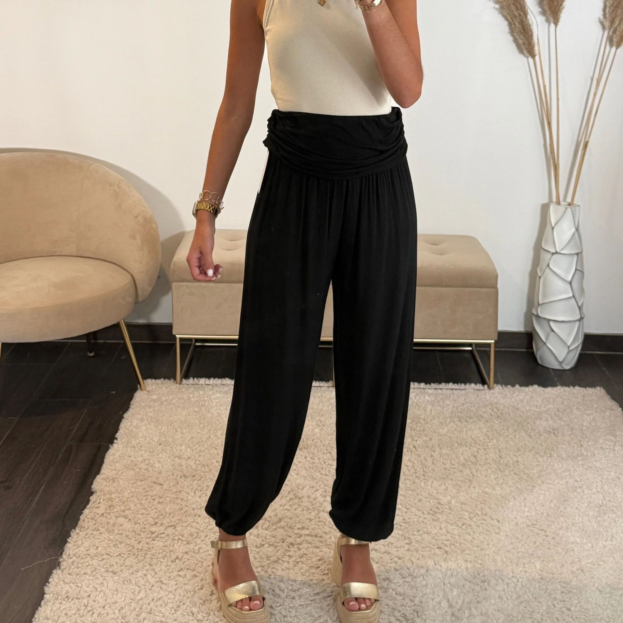 PANTALON SAROUEL NOIR - Image 2