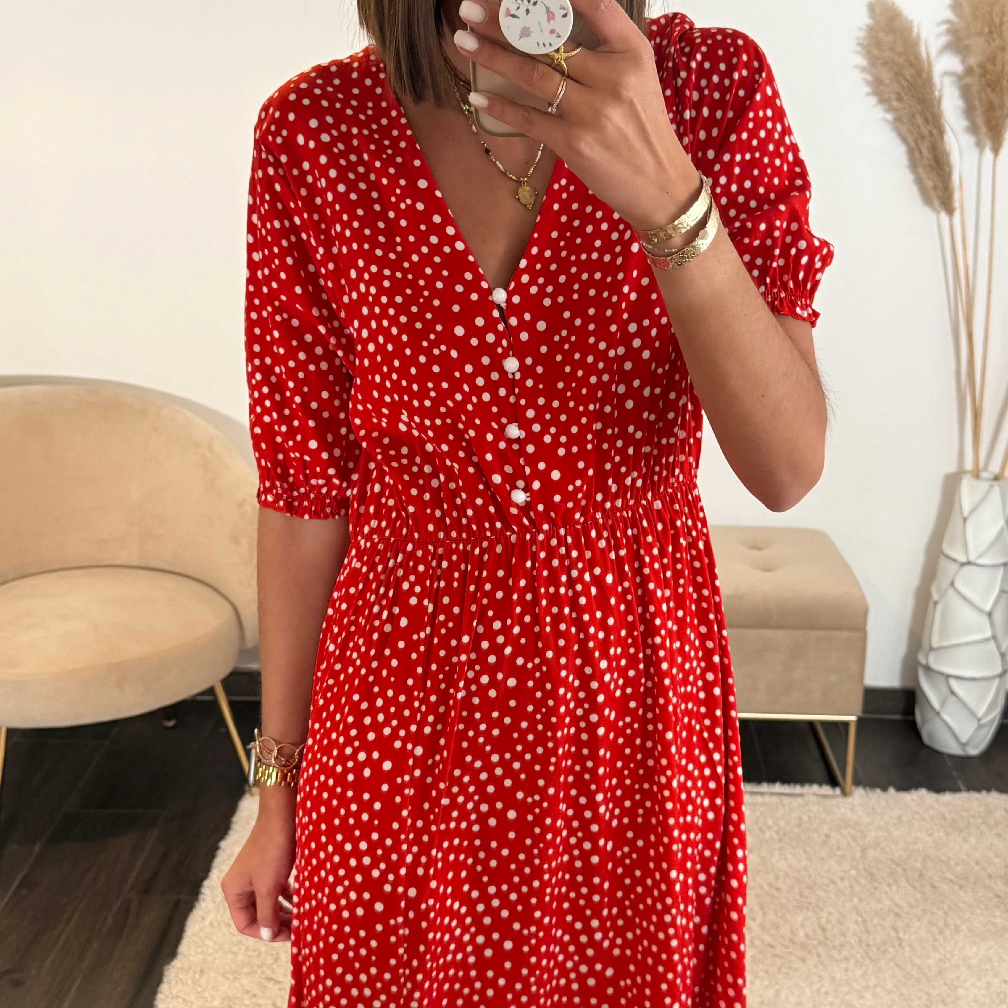 ROBE A POIS ROUGE NASSY - Image 3