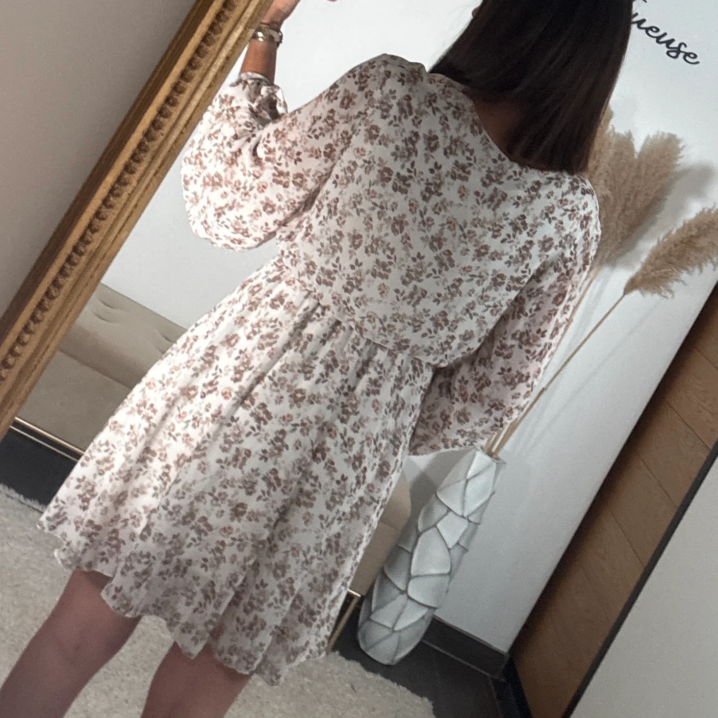 ROBE COURTE BEIGE FLEURIE SOLENE - Image 3