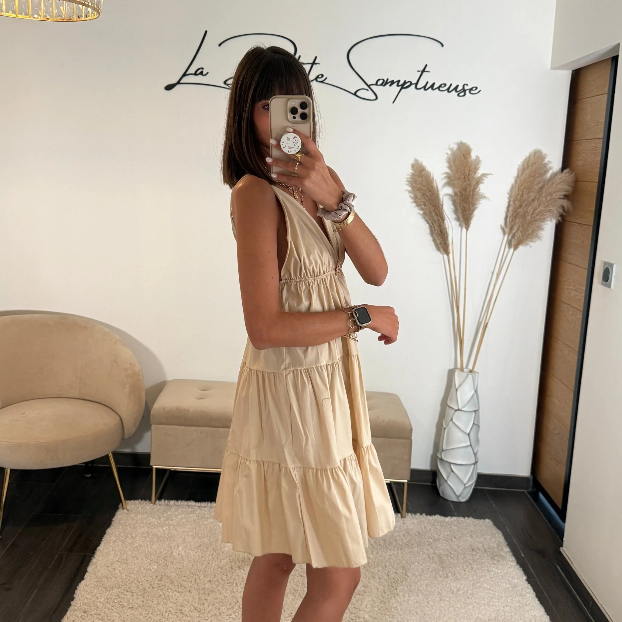ROBE COURTE BEIGE SOLEIL - Image 2