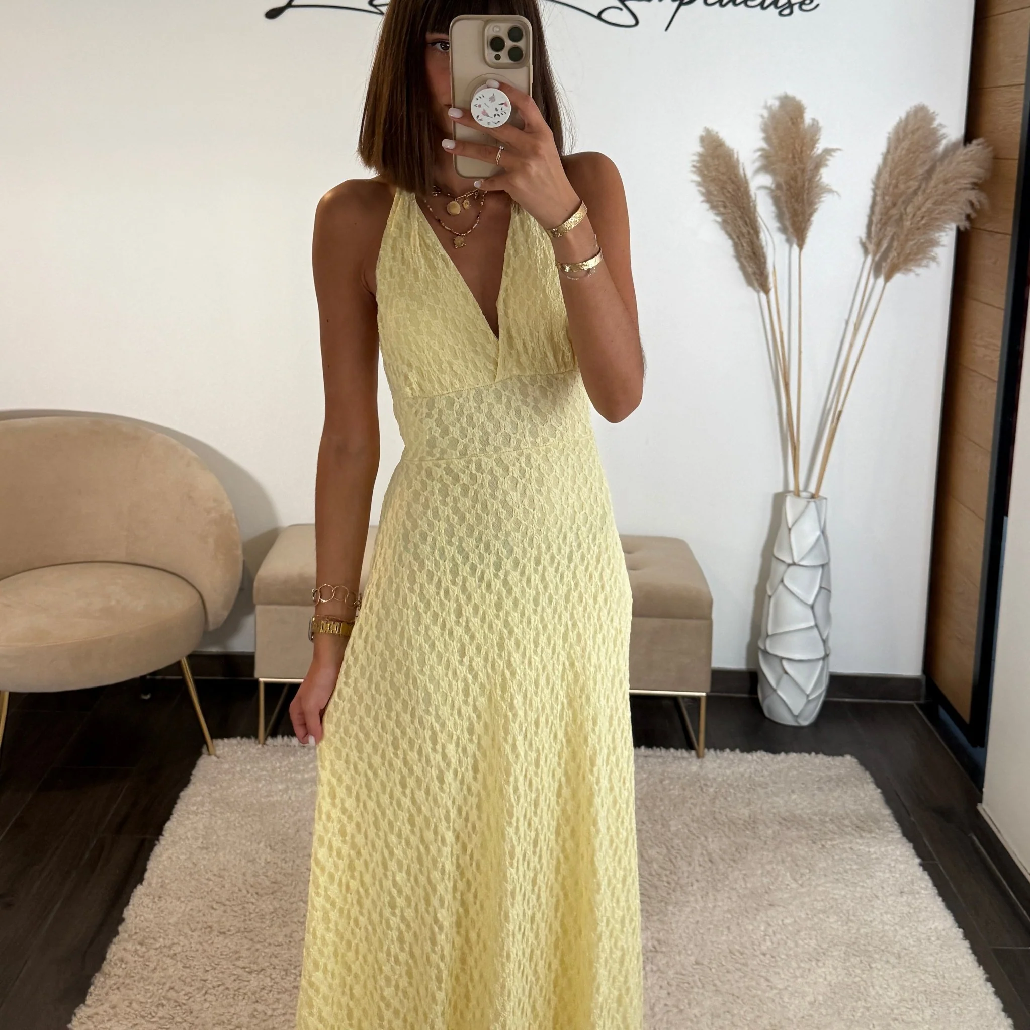 ROBE DENTELLE JAUNE MARION - Image 2