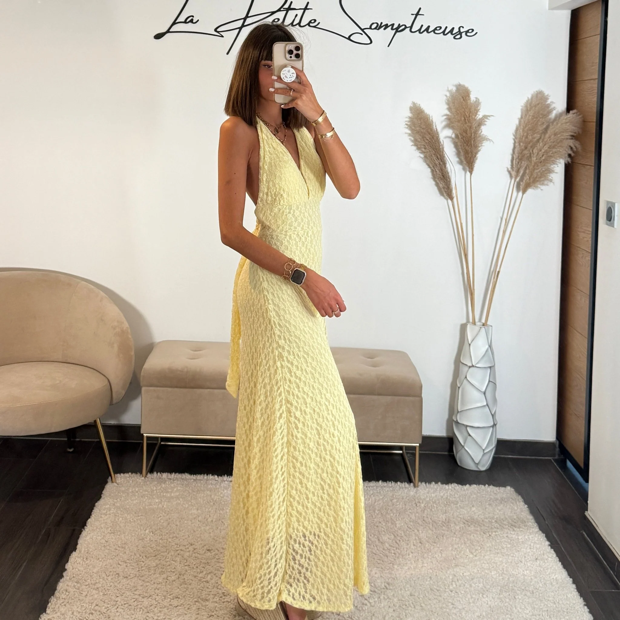ROBE DENTELLE JAUNE MARION - Image 3