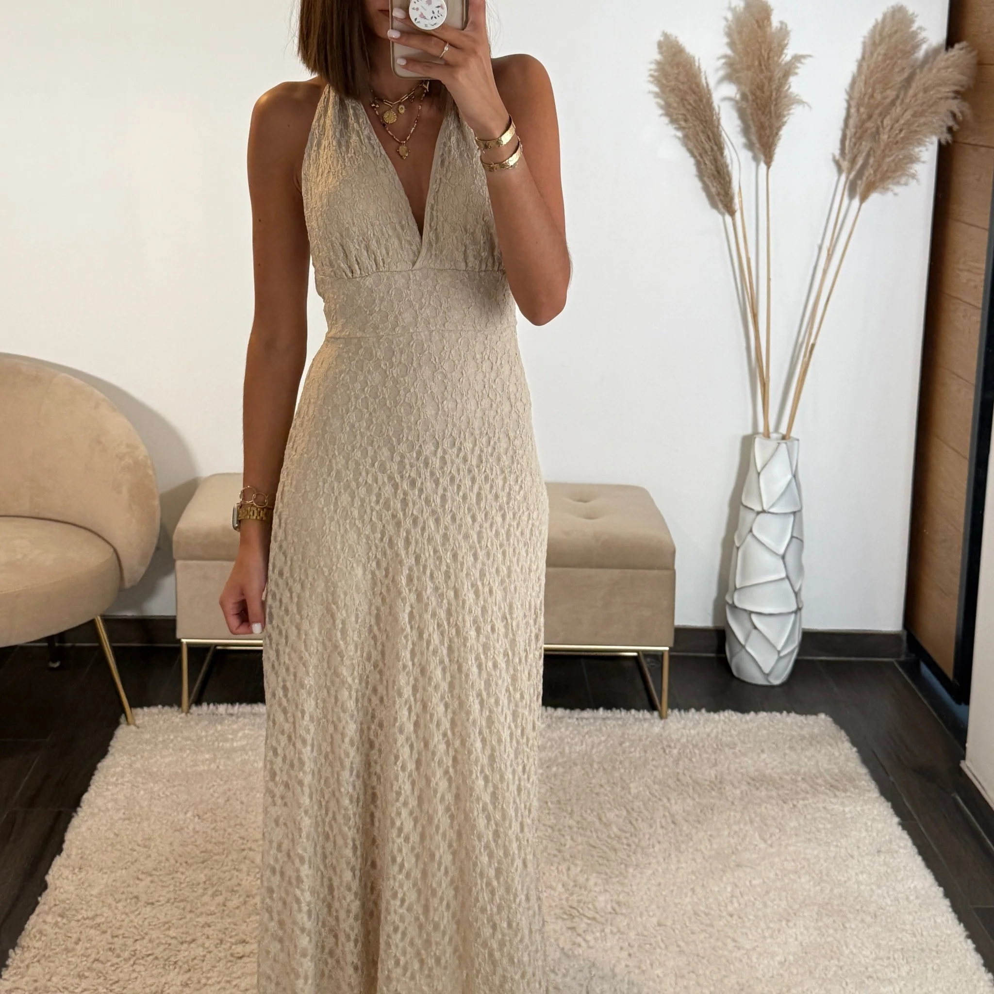 ROBE DENTELLE BEIGE MARION - Image 2