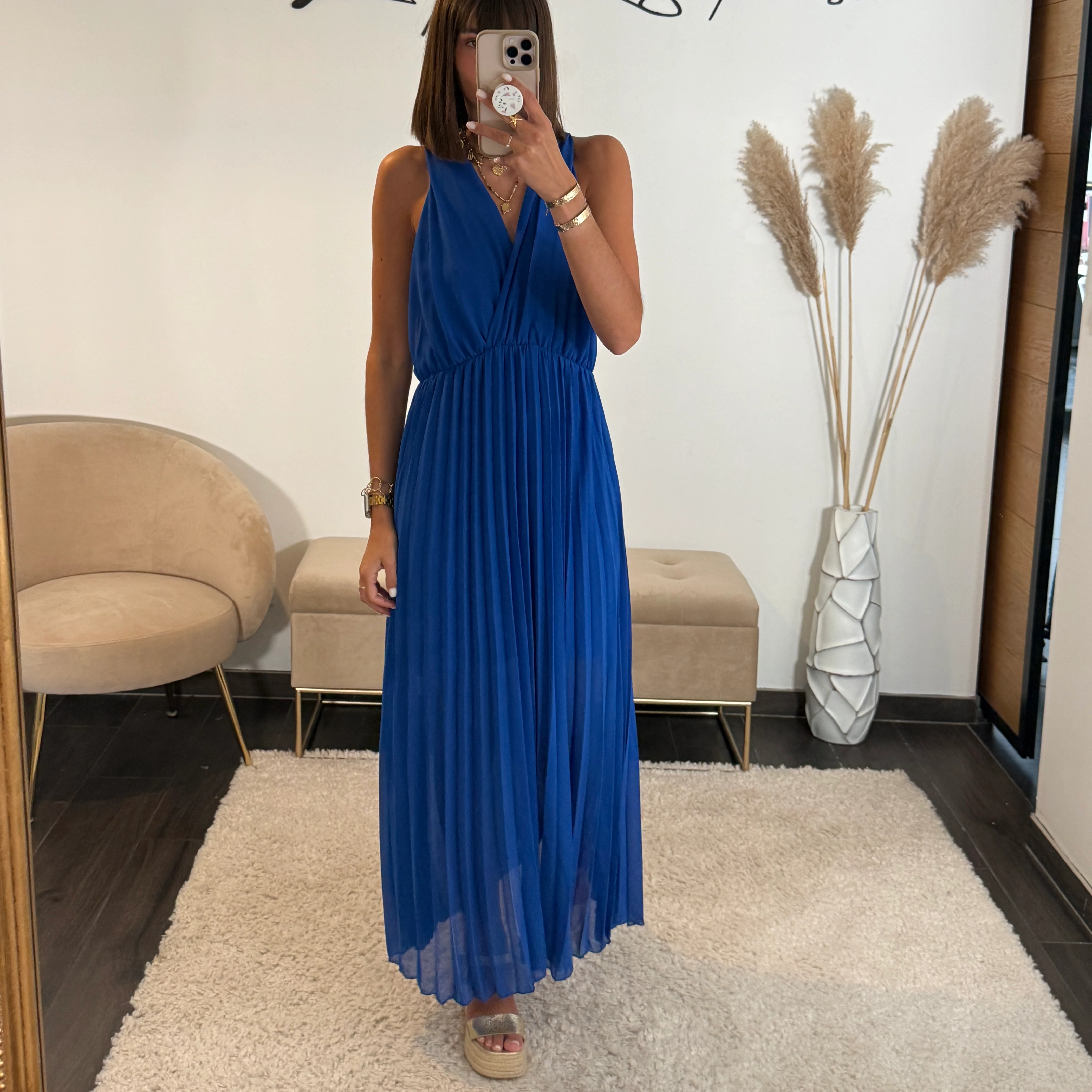 ROBE DOS CROISE BLEU KATIA