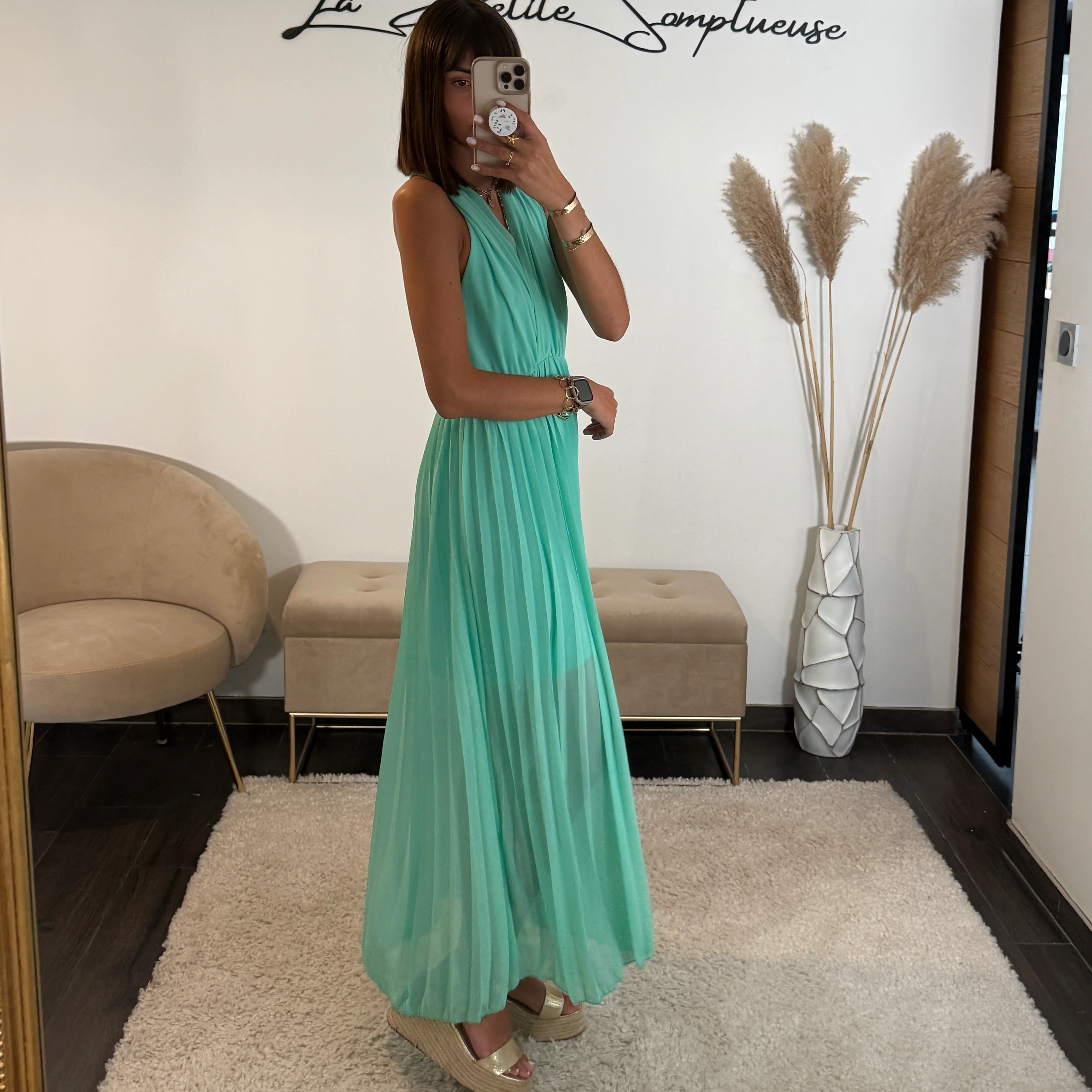 ROBE DOS CROISE TURQUOISE KATIA - Image 3