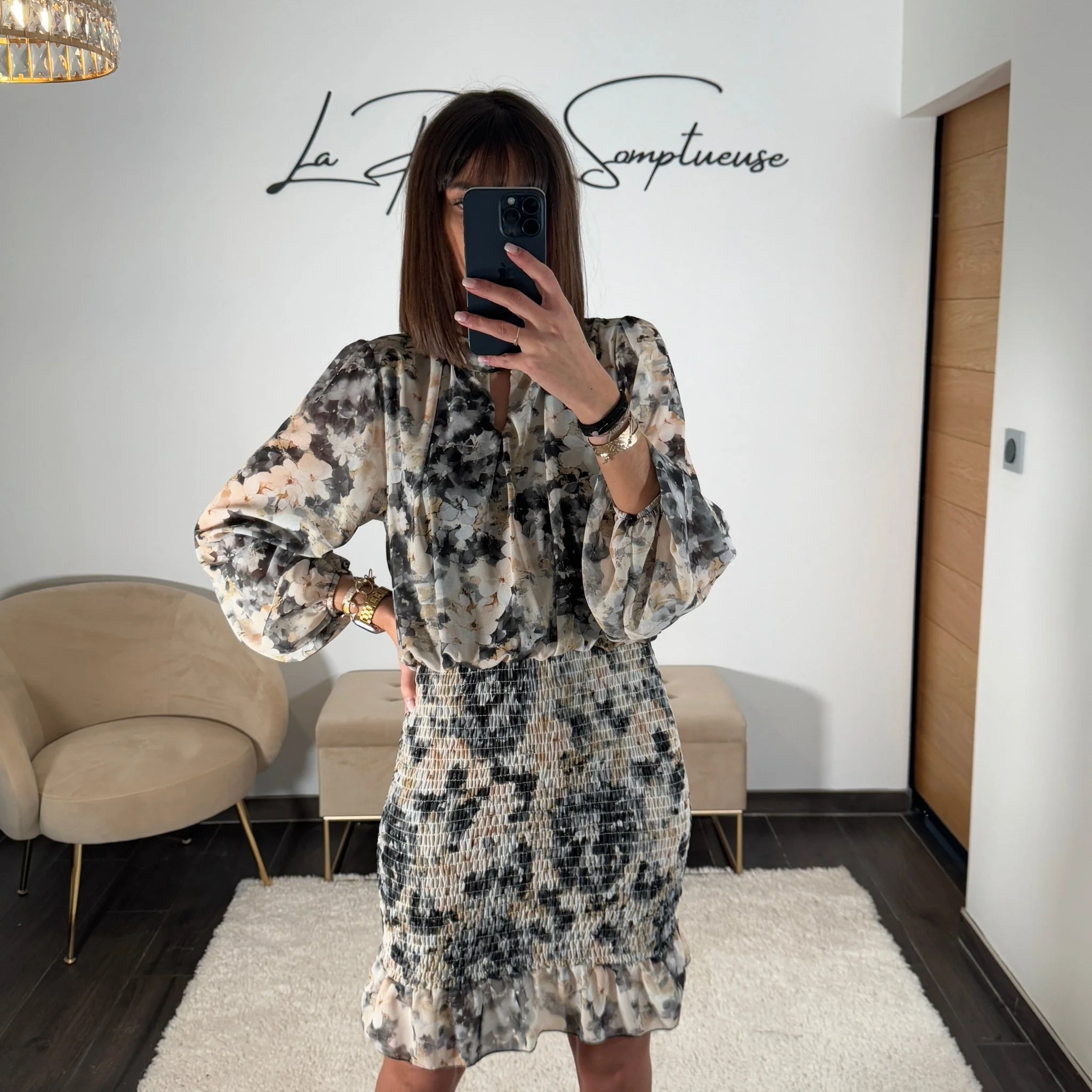 ROBE FLEURIE NOIRE AZIA
