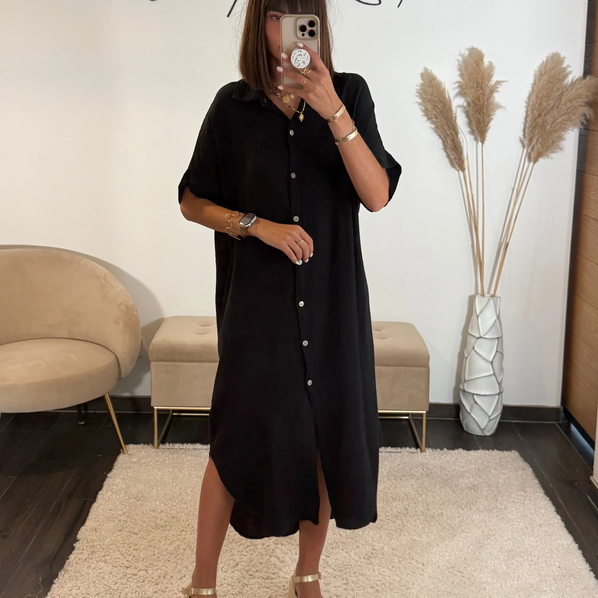 ROBE GAZE DE COTON NOIRE JULIE