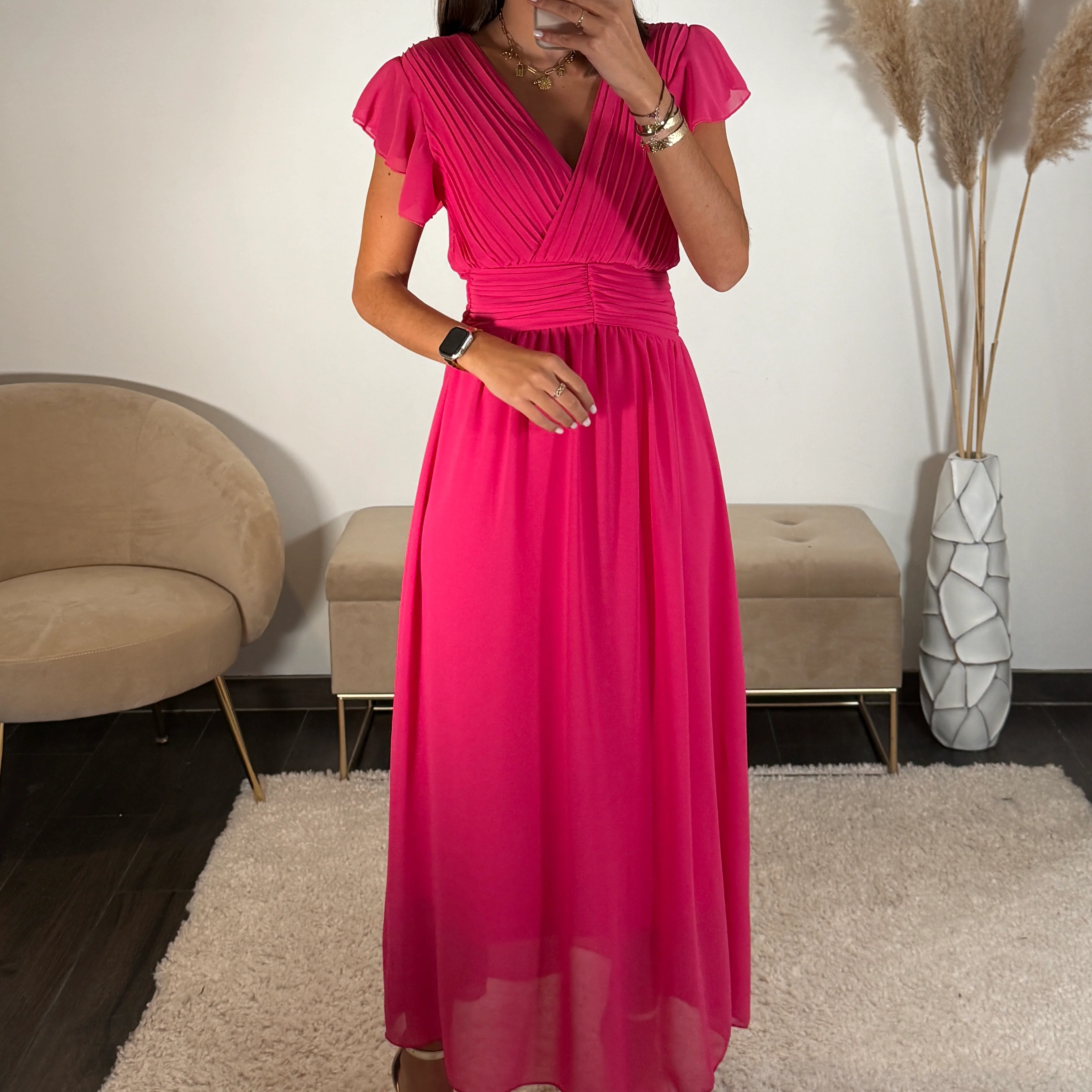 ROBE LONGUE FUCHSIA CHARLIE