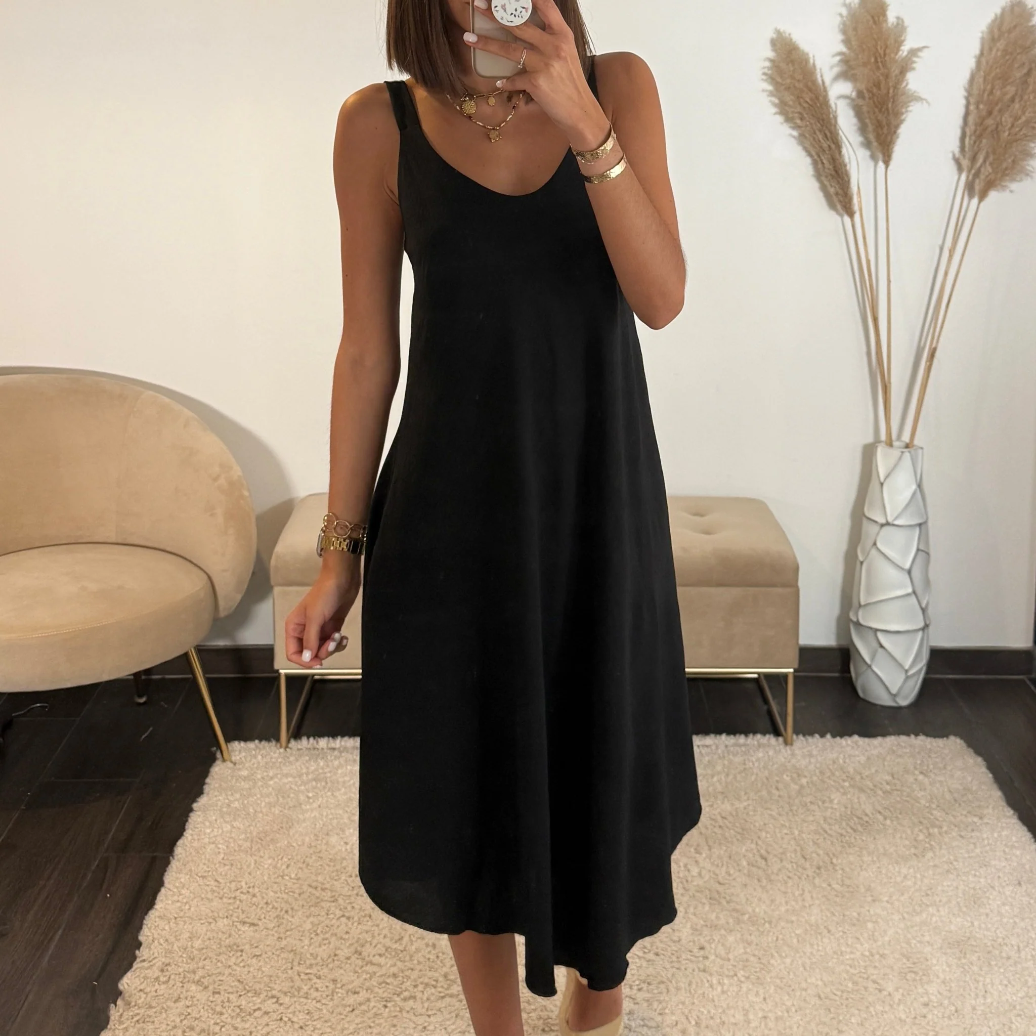 ROBE MI-LONGUE NOIRE CLARA