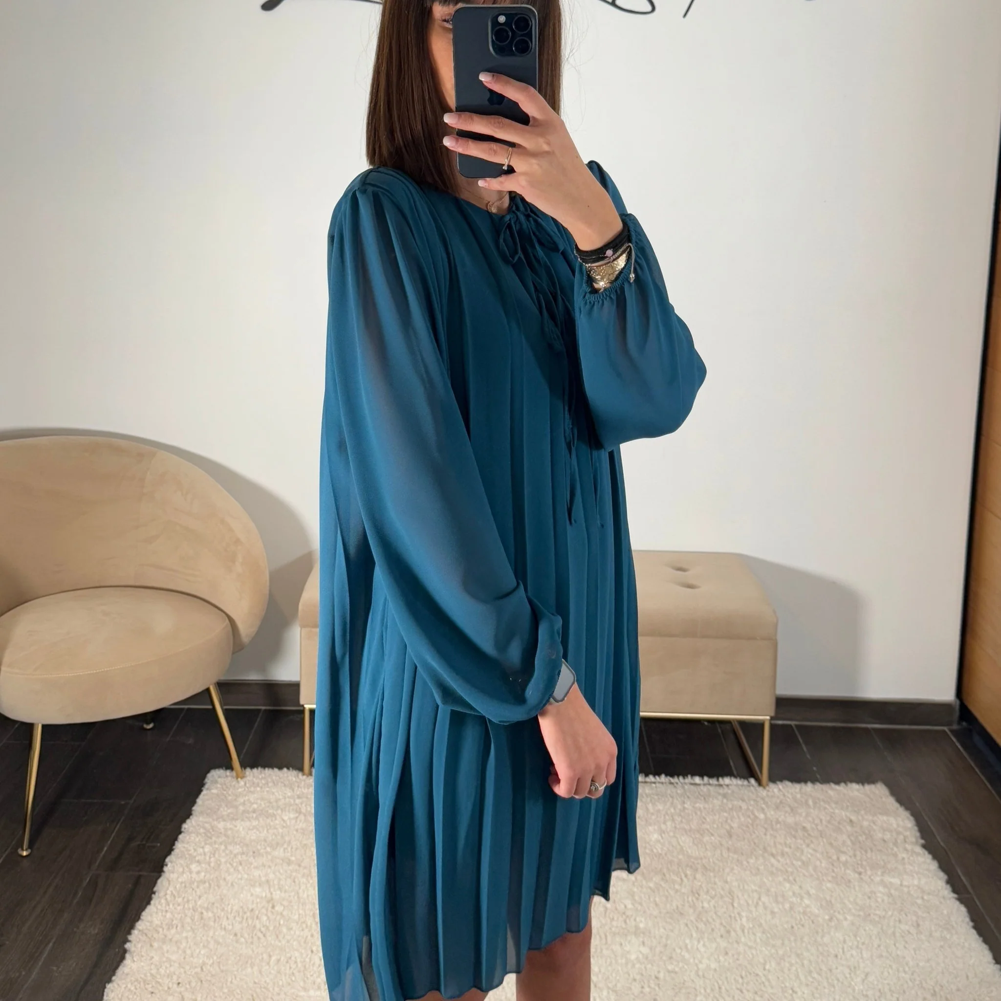 ROBE PLISSEE BLEU AMANDA - Image 2