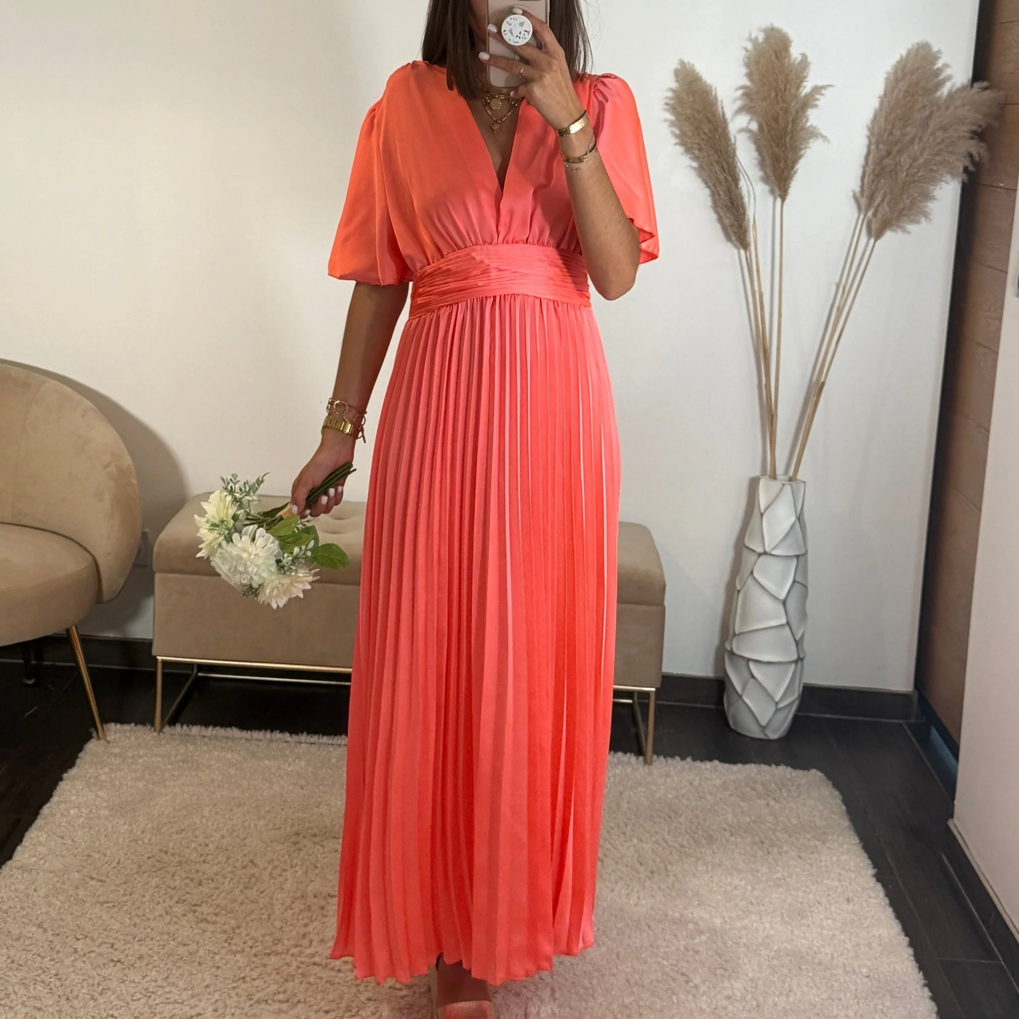 ROBE SATIN CORAIL ALBA