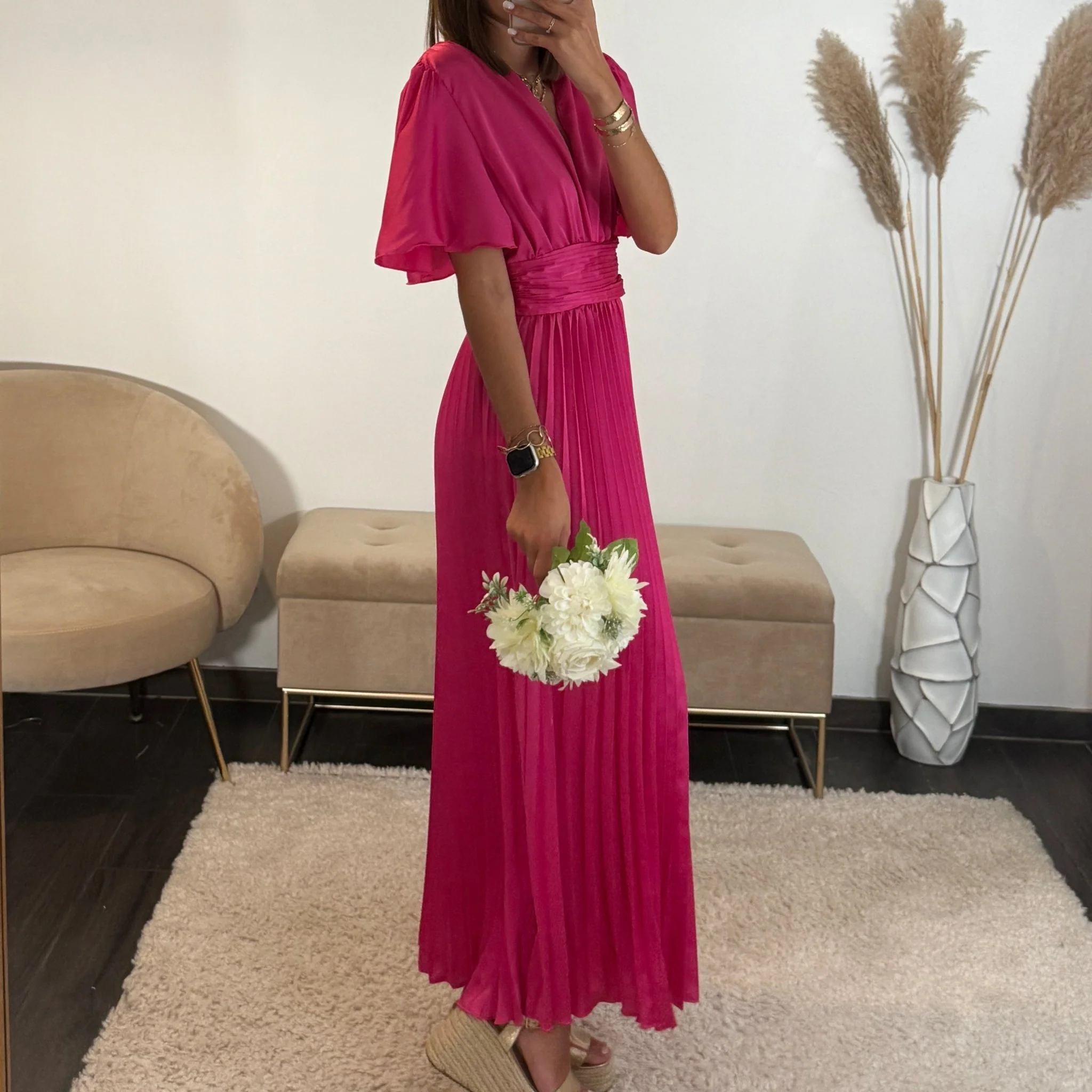 ROBE SATIN FUCHSIA ALBA - Image 4
