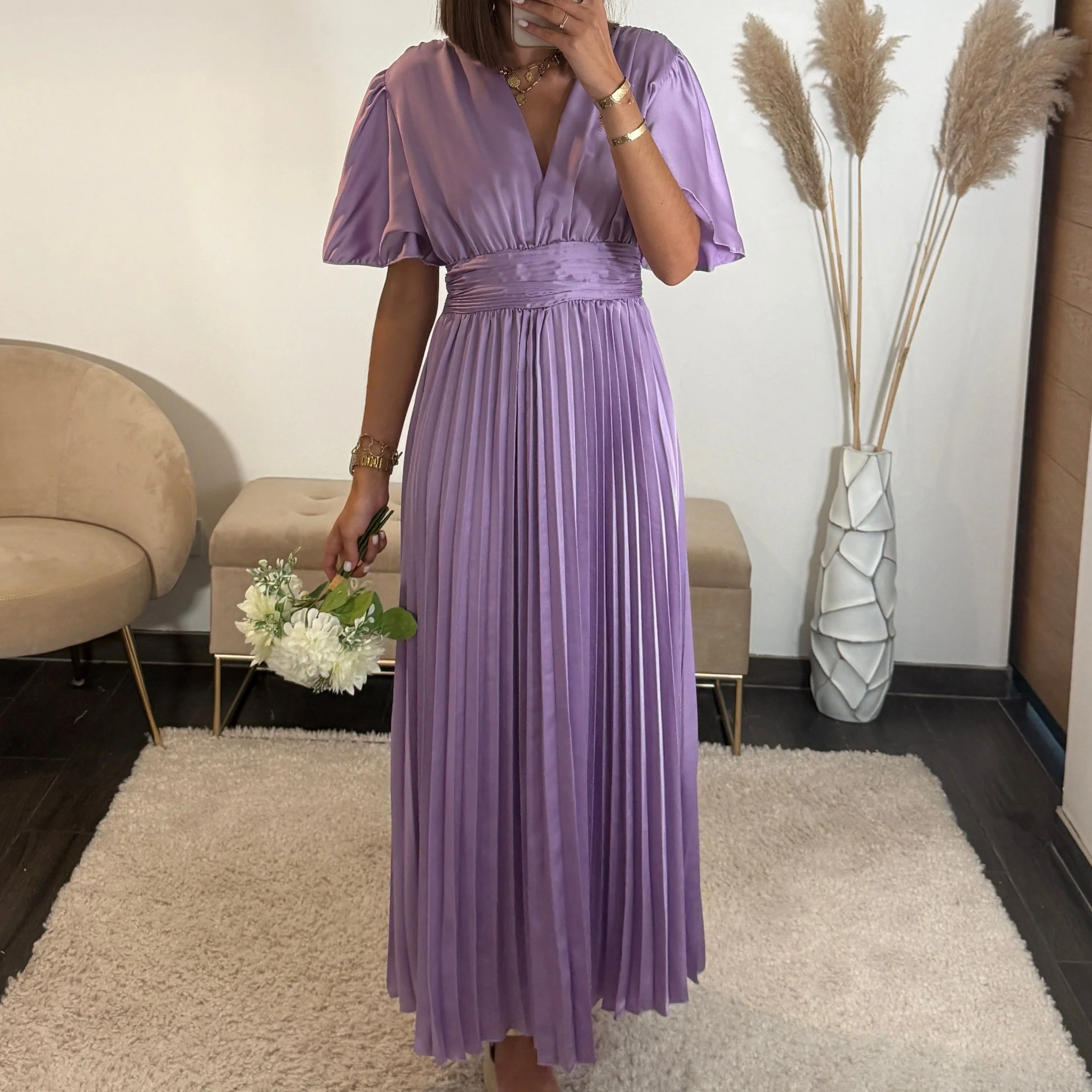 ROBE SATIN LILAS ALBA - Image 2
