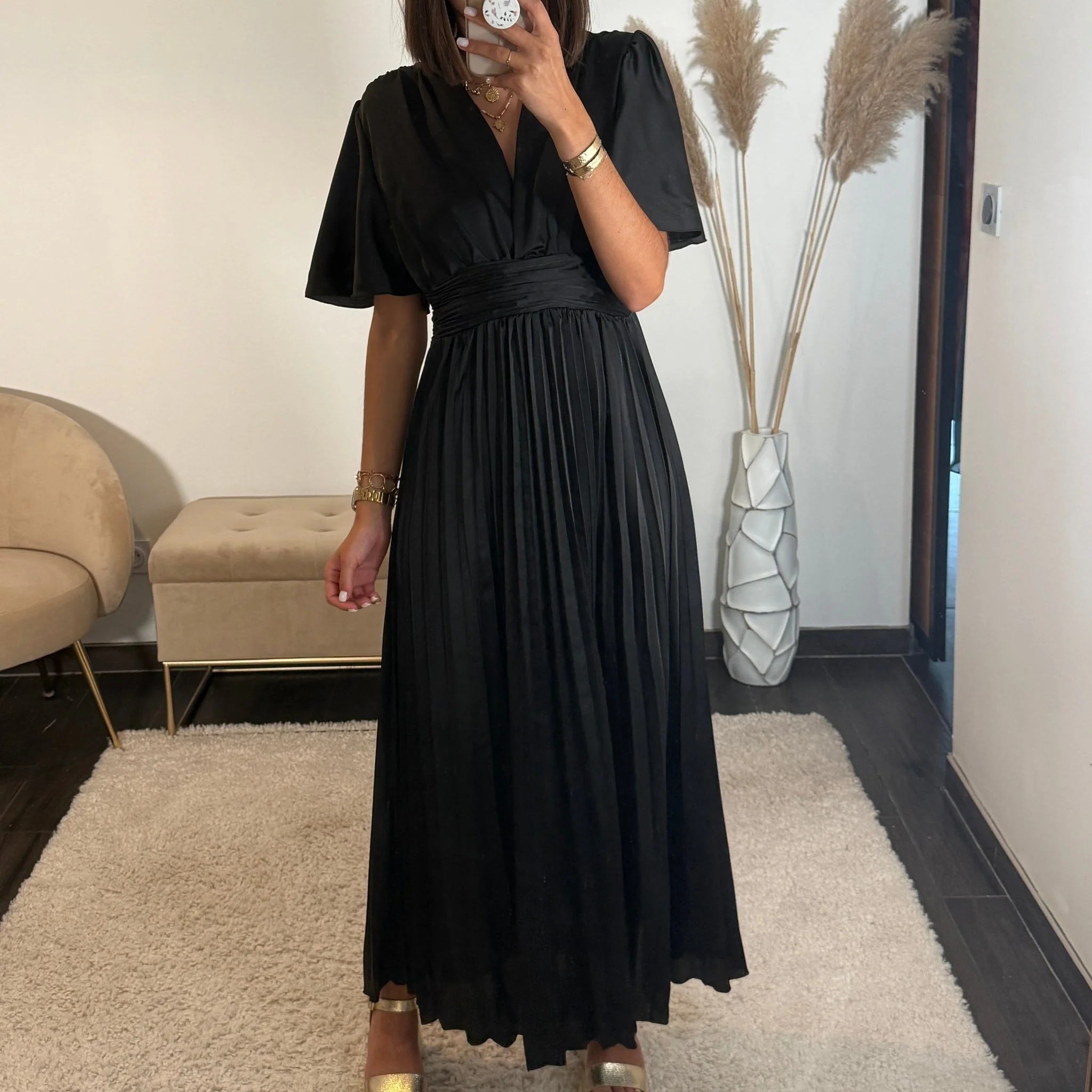 ROBE SATIN NOIRE ALBA
