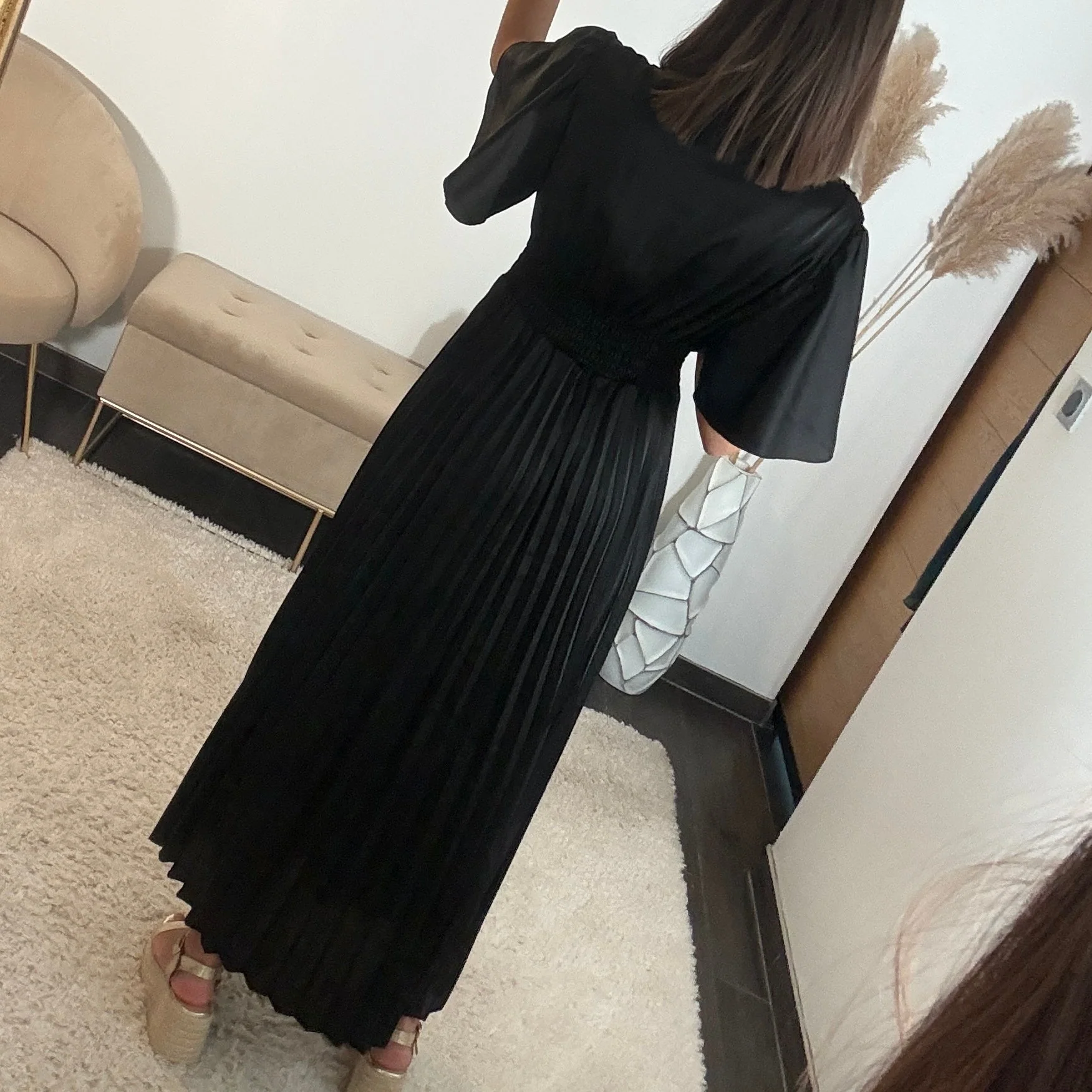 ROBE SATIN NOIRE ALBA - Image 4