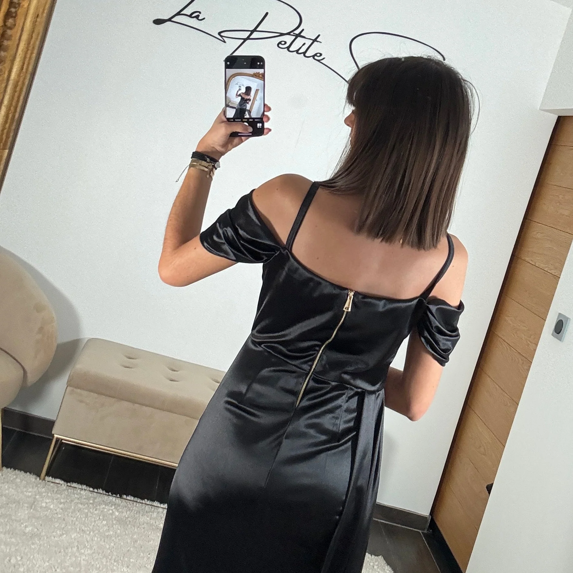 ROBE SATINĂE NOIRE MARIA - Image 3