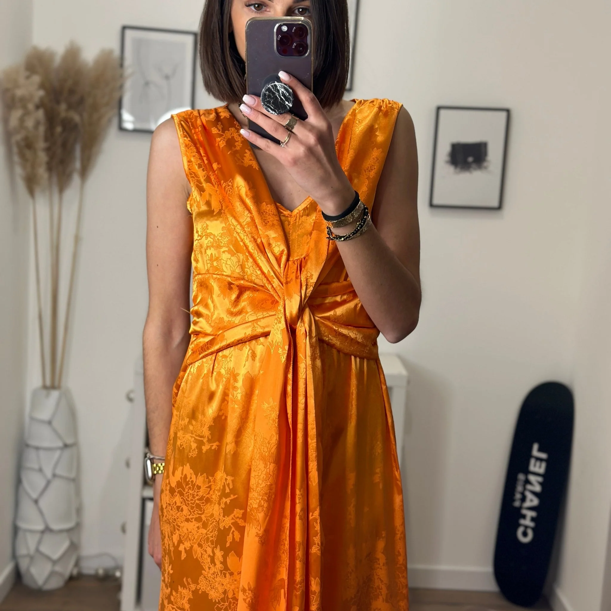 ROBE SATINĂE ORANGE LOUISA - Image 2