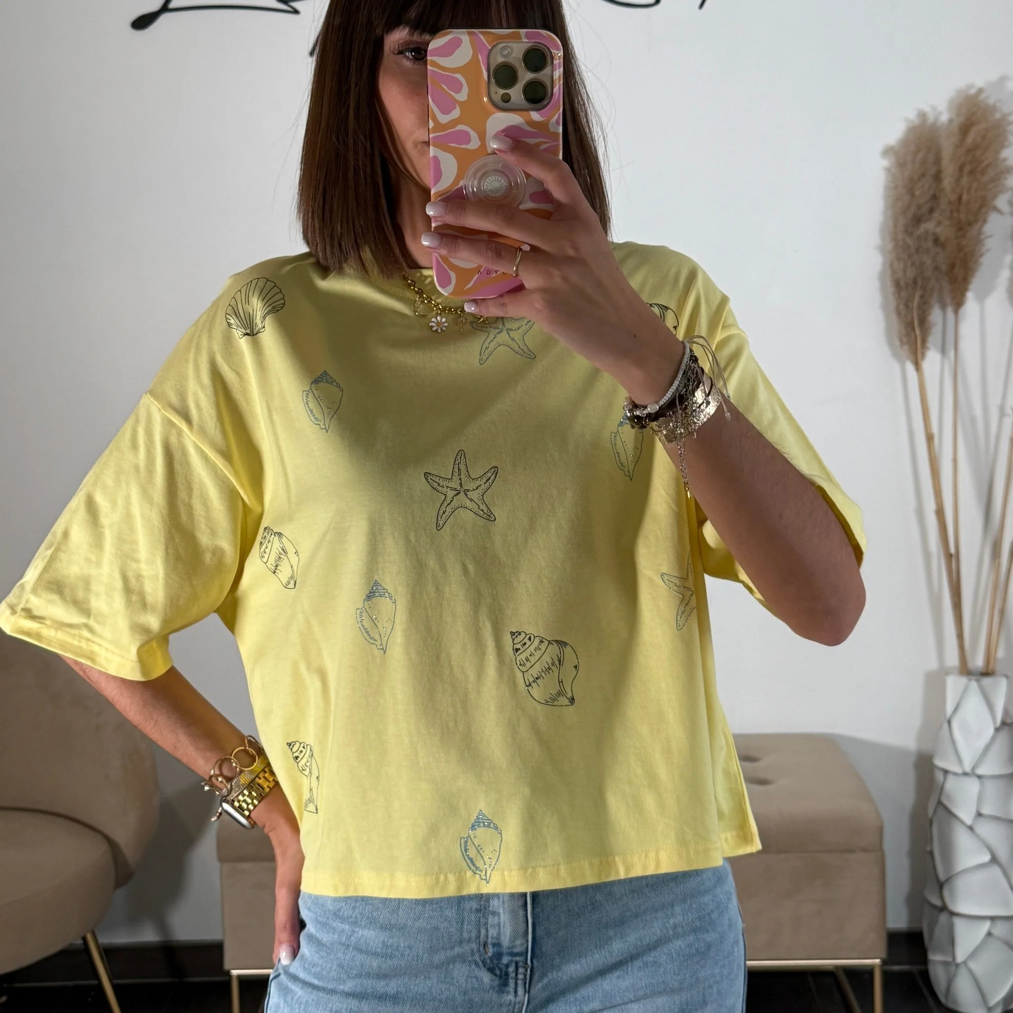 T-SHIRT JAUNE COQUILLAGE - Image 2