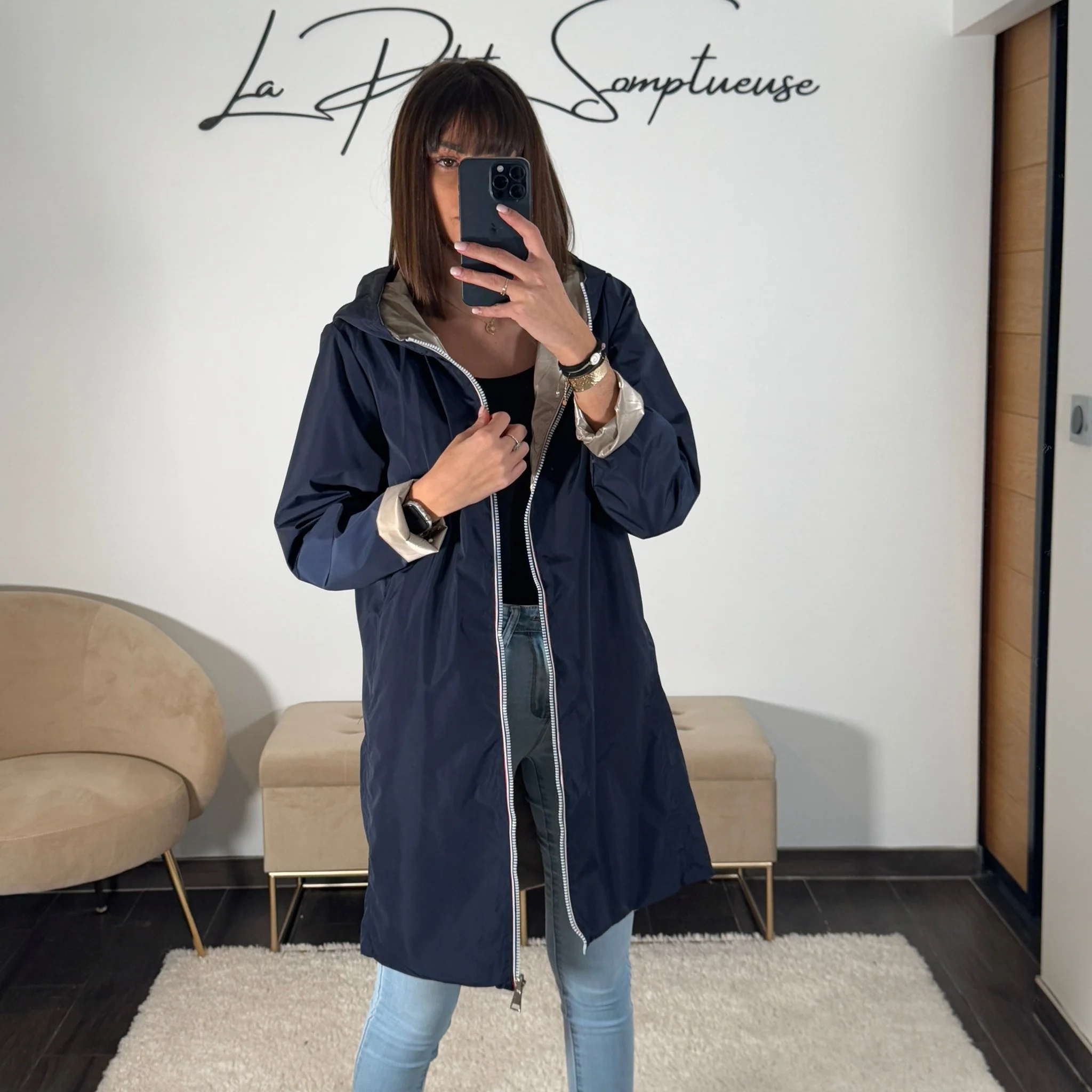 VESTE REVERSIBLE IMPERMEABLE BLEUE