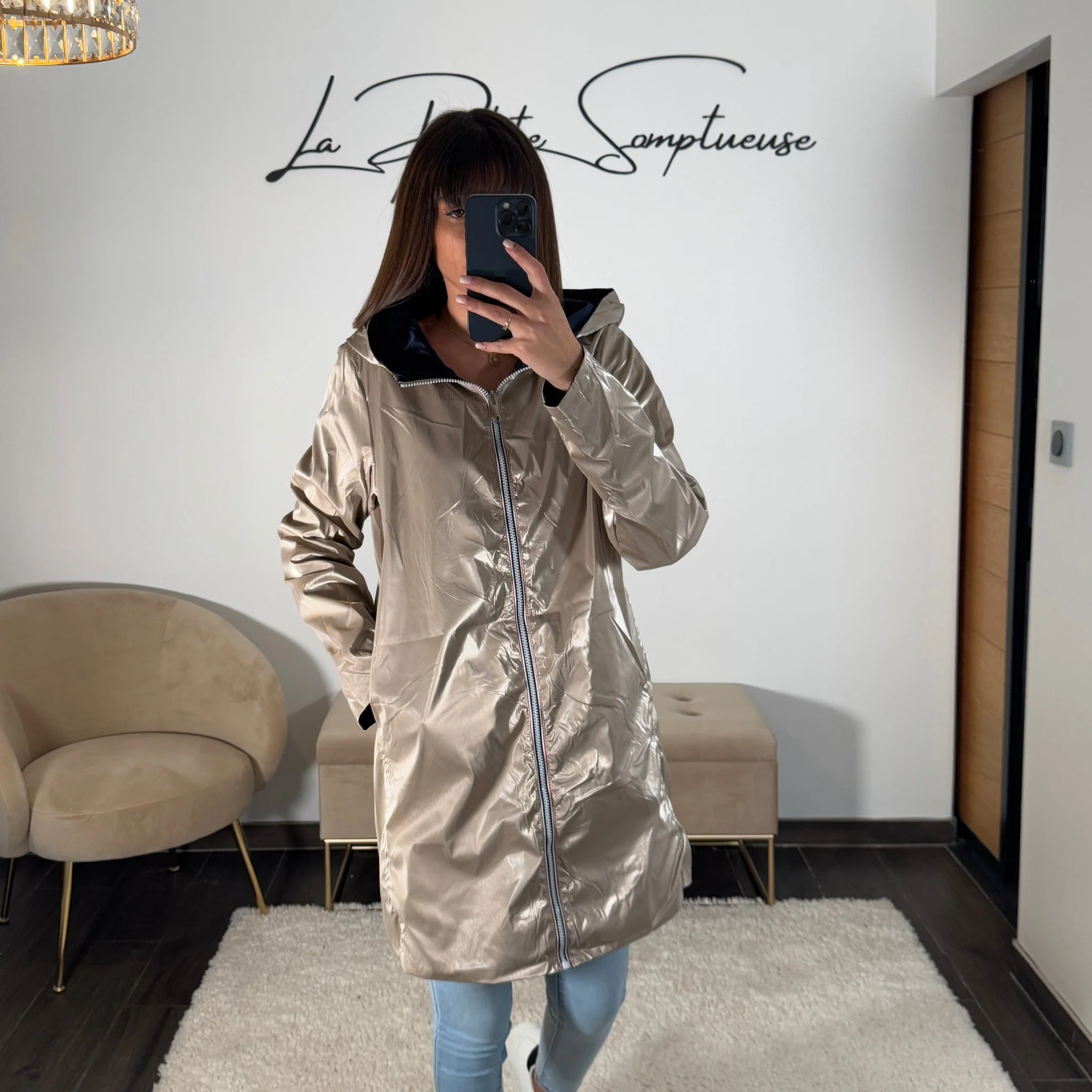 VESTE REVERSIBLE IMPERMEABLE NOIRE - Image 6